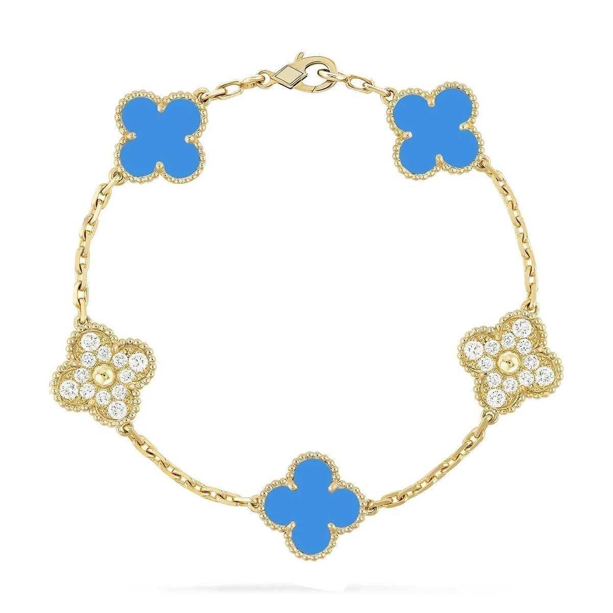 [ORA] CLOVER 5 MOTIF BLUE AGATE BRACELET COLLECTION