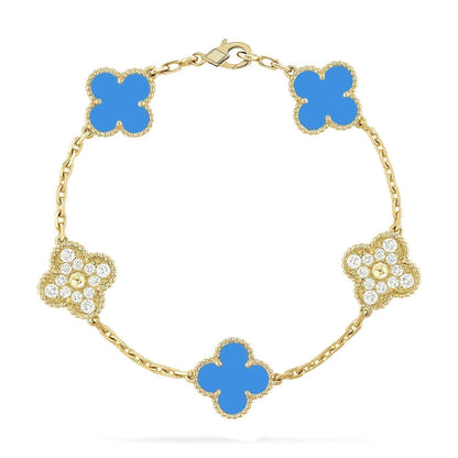 [ORA] CLOVER 5 MOTIF BLUE AGATE BRACELET COLLECTION