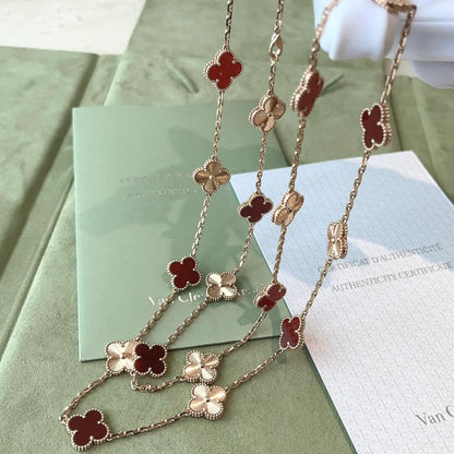 [ORA]CLOVER 20 MOTIFS LASER CARNELIAN NECKLACE