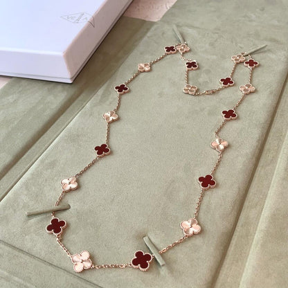 [ORA]CLOVER 20 MOTIFS LASER CARNELIAN NECKLACE