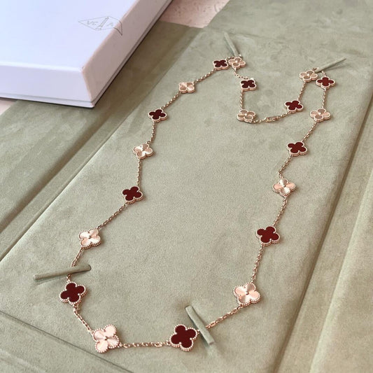[ORA]CLOVER 20 MOTIFS LASER CARNELIAN NECKLACE