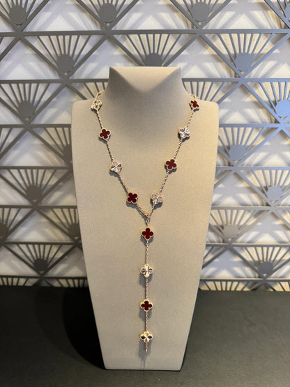 [ORA]CLOVER 20 MOTIFS LASER CARNELIAN NECKLACE