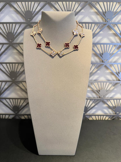 [ORA]CLOVER 20 MOTIFS LASER CARNELIAN NECKLACE
