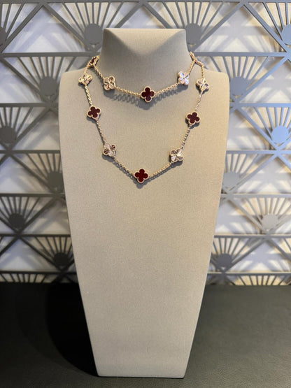 [ORA]CLOVER 20 MOTIFS LASER CARNELIAN NECKLACE
