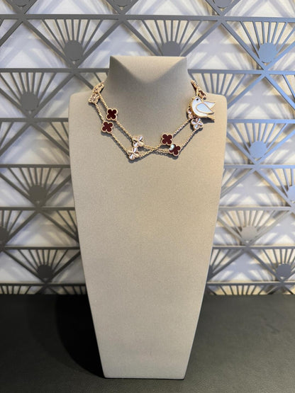 [ORA]CLOVER 20 MOTIFS LASER CARNELIAN NECKLACE