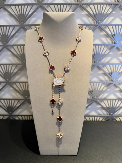 [ORA]CLOVER 20 MOTIFS LASER CARNELIAN NECKLACE