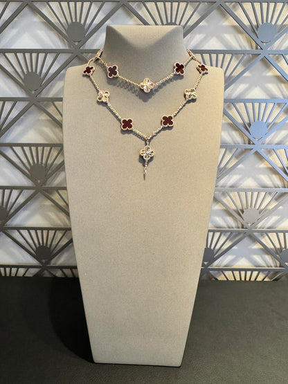 [ORA]CLOVER 20 MOTIFS LASER CARNELIAN NECKLACE