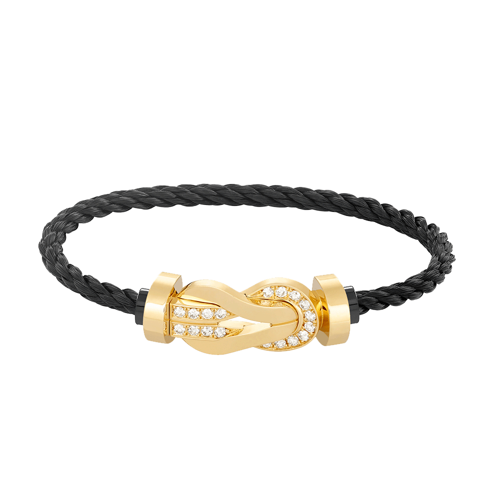 [ORA]CHANCE LARGE 8 FIGURE BUCKLE HALF DIAMOND BRACELET GOLD