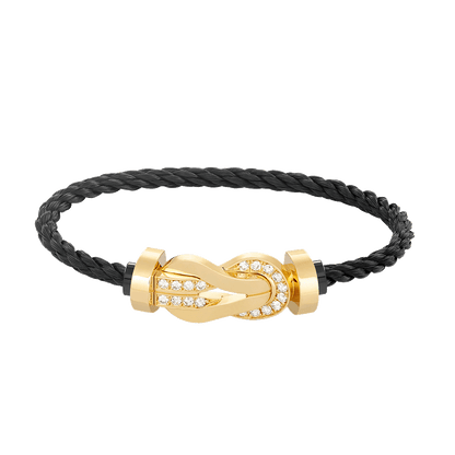 [ORA]CHANCE LARGE 8 FIGURE BUCKLE HALF DIAMOND BRACELET GOLD
