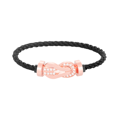 [ORA]CHANCE LARGE 8 FIGURE BUCKLE HALF DIAMOND BRACELET ROSE GOLD