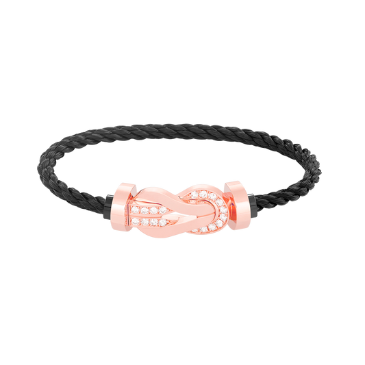 [ORA]CHANCE LARGE 8 FIGURE BUCKLE HALF DIAMOND BRACELET ROSE GOLD
