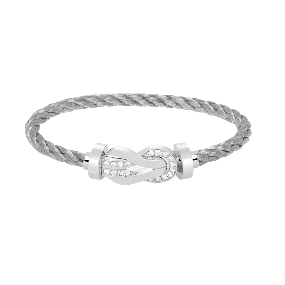 [ORA]CHANCE LARGE 8 FIGURE BUCKLE HALF DIAMOND BRACELET SILVER