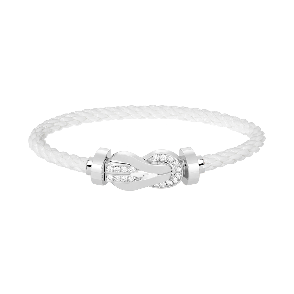 [ORA]CHANCE LARGE 8 FIGURE BUCKLE HALF DIAMOND BRACELET SILVER