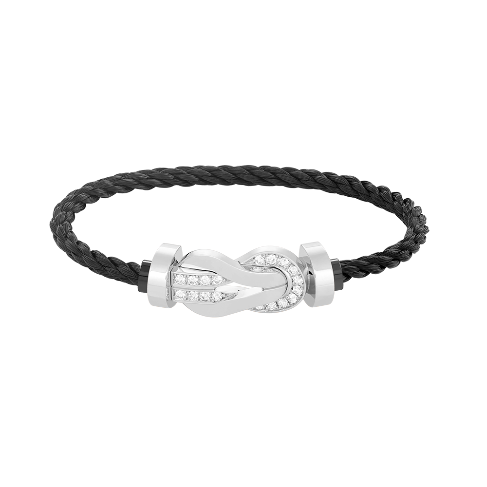 [ORA]CHANCE LARGE 8 FIGURE BUCKLE HALF DIAMOND BRACELET SILVER