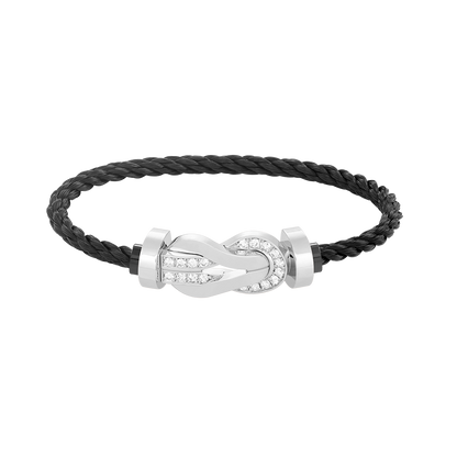 [ORA]CHANCE LARGE 8 FIGURE BUCKLE HALF DIAMOND BRACELET SILVER