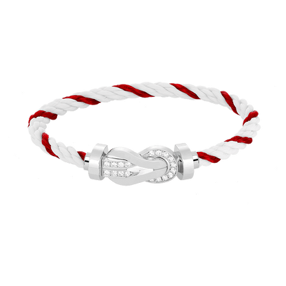 [ORA]CHANCE LARGE 8 FIGURE BUCKLE HALF DIAMOND BRACELET SILVER