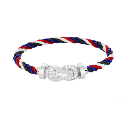 [ORA]CHANCE LARGE 8 FIGURE BUCKLE HALF DIAMOND BRACELET SILVER