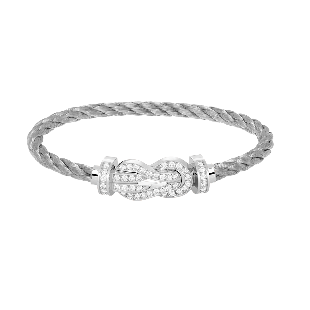 [ORA]CHANCE LARGE 8 FIGURE BUCKLE FULL DIAMOND BRACELET SILVER