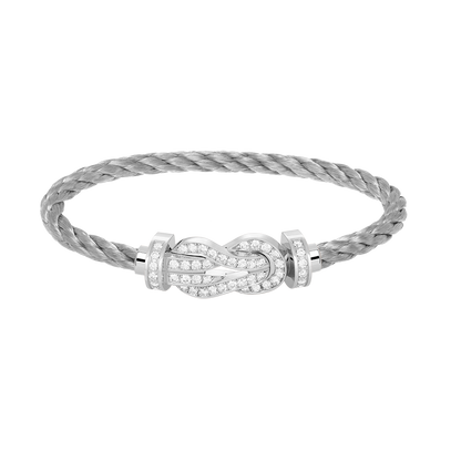 [ORA]CHANCE LARGE 8 FIGURE BUCKLE FULL DIAMOND BRACELET SILVER