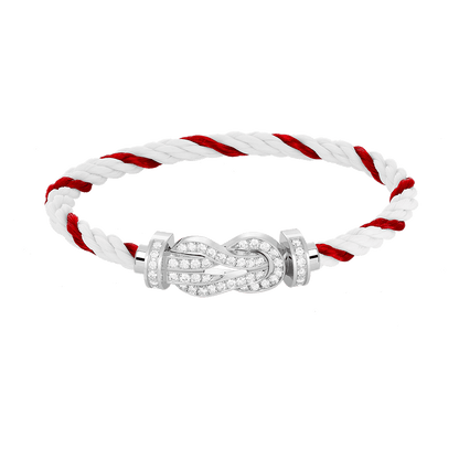 [ORA]CHANCE LARGE 8 FIGURE BUCKLE FULL DIAMOND BRACELET SILVER