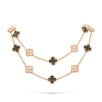 [ORA]CLOVER 20 MOTIFS DARK MOP DIAMOND  NECKLACE