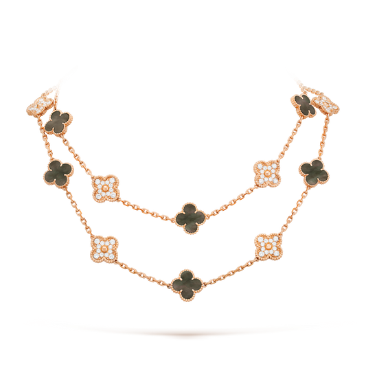 [ORA]CLOVER 20 MOTIFS DARK MOP DIAMOND  NECKLACE