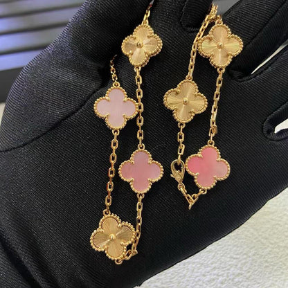 [ORA]CLOVER 10 MOTIFS  LASER PINK MOP NECKLACE