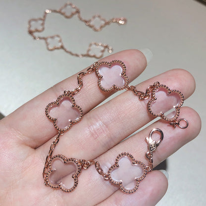 [ORA]CLOVER 5 MOTIF ROCK CRYSTAL BRACELET