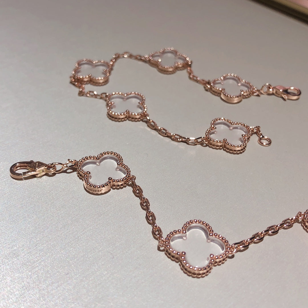 [ORA]CLOVER 5 MOTIF ROCK CRYSTAL BRACELET