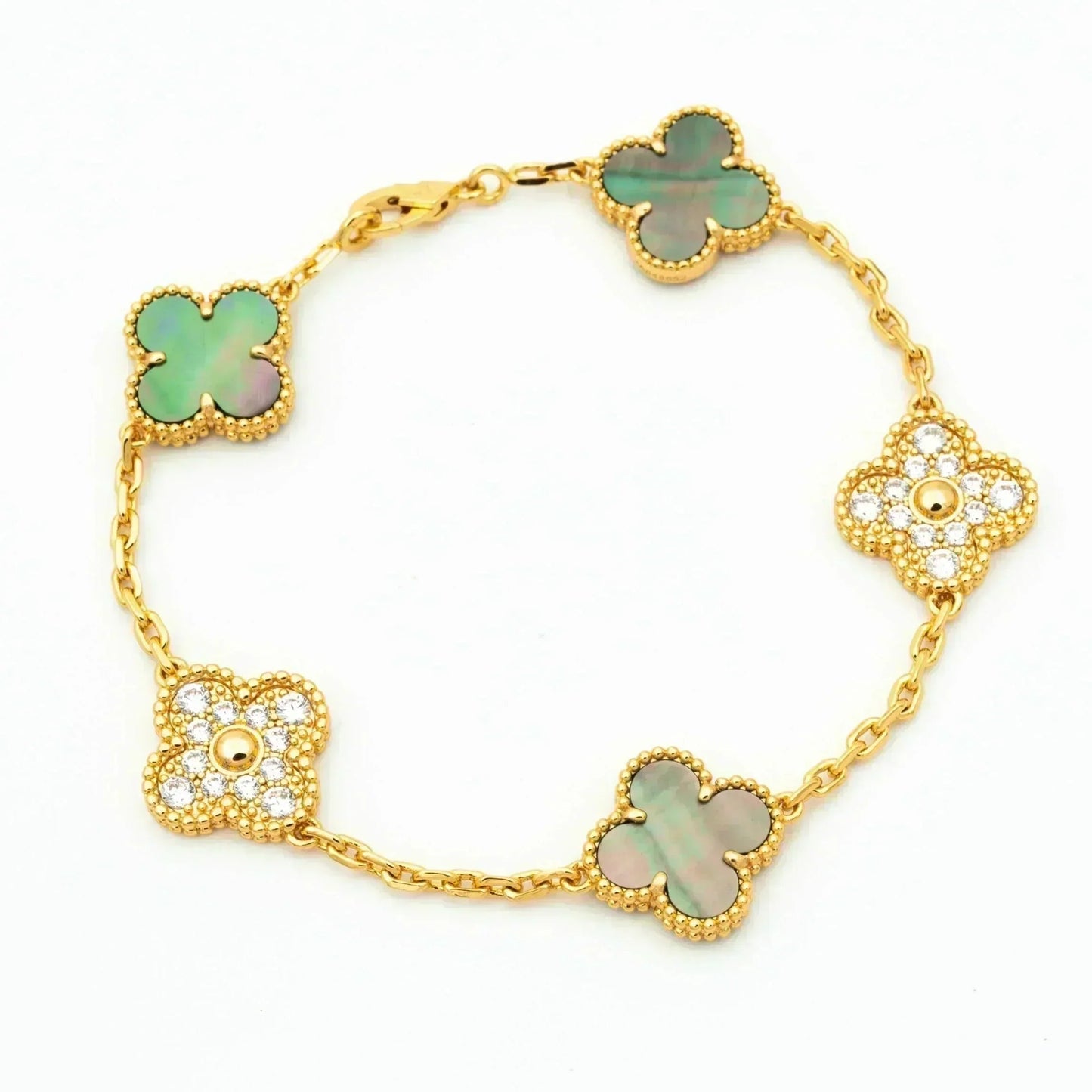 [ORA] CLOVER 5 MOTIF GRAY MOP BRACELET COLLECTION