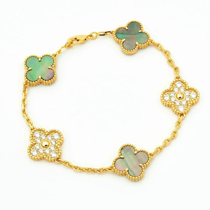 [ORA] CLOVER 5 MOTIF GRAY MOP BRACELET COLLECTION