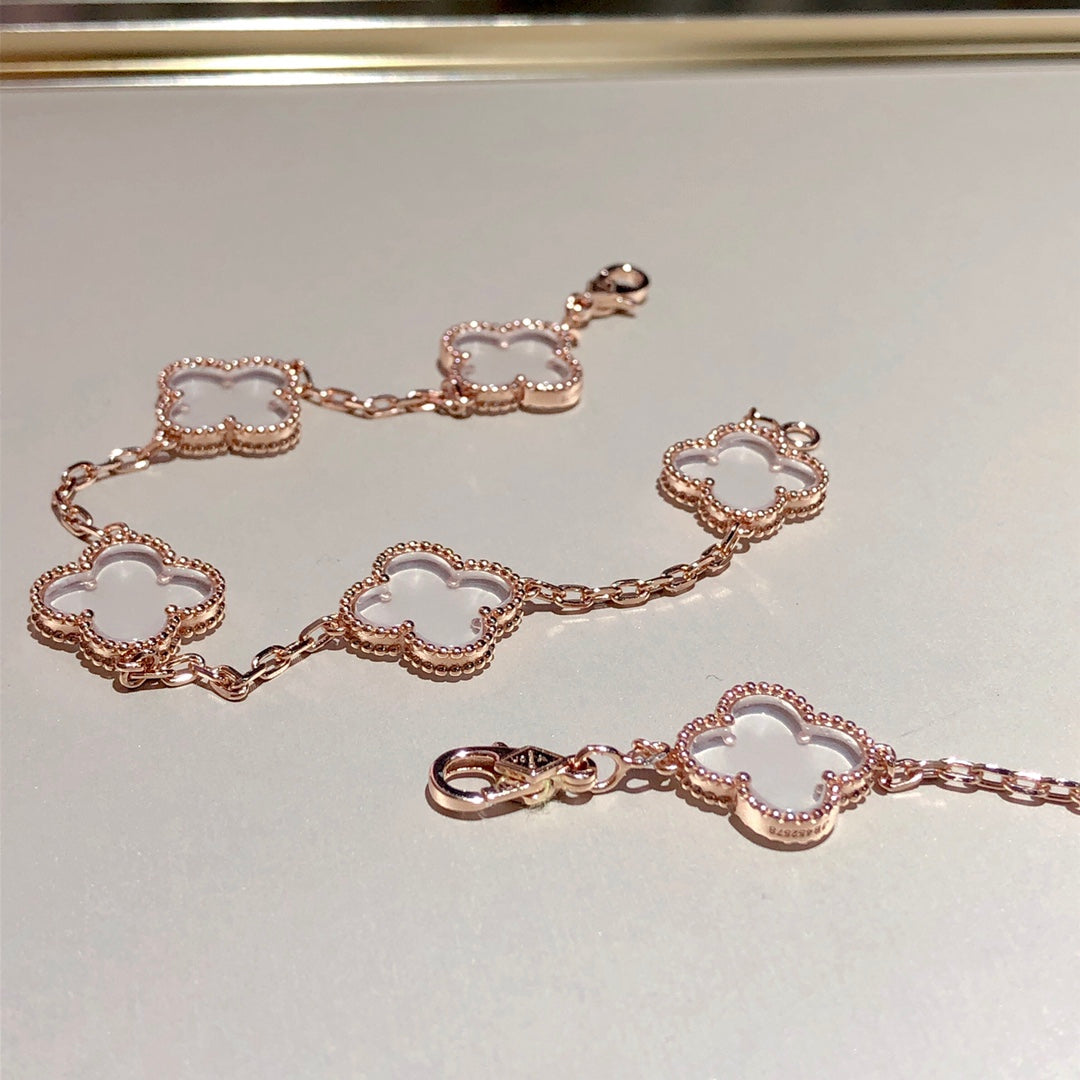 [ORA]CLOVER 5 MOTIF ROCK CRYSTAL BRACELET