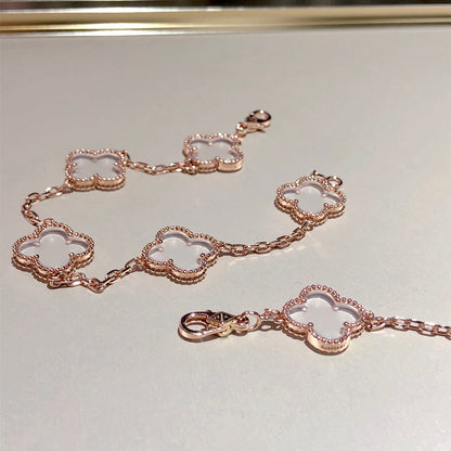 [ORA]CLOVER 5 MOTIF ROCK CRYSTAL BRACELET