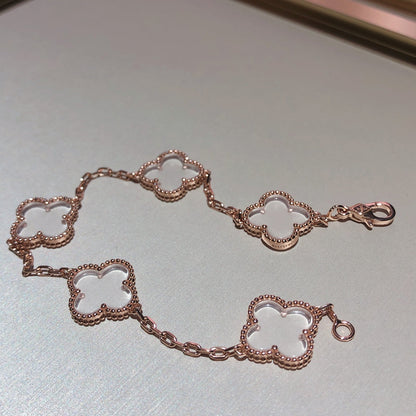 [ORA]CLOVER 5 MOTIF ROCK CRYSTAL BRACELET