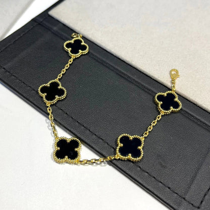 [ORA] CLOVER 5 MOTIF ONYXS BRACELET COLLECTION