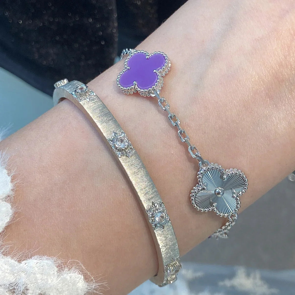 [ORA] CLOVER 5 MOTIF VIOLET BRACELET COLLECTION