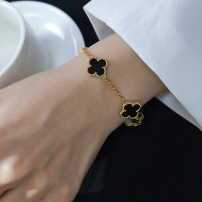 [ORA] CLOVER 5 MOTIF ONYXS BRACELET COLLECTION