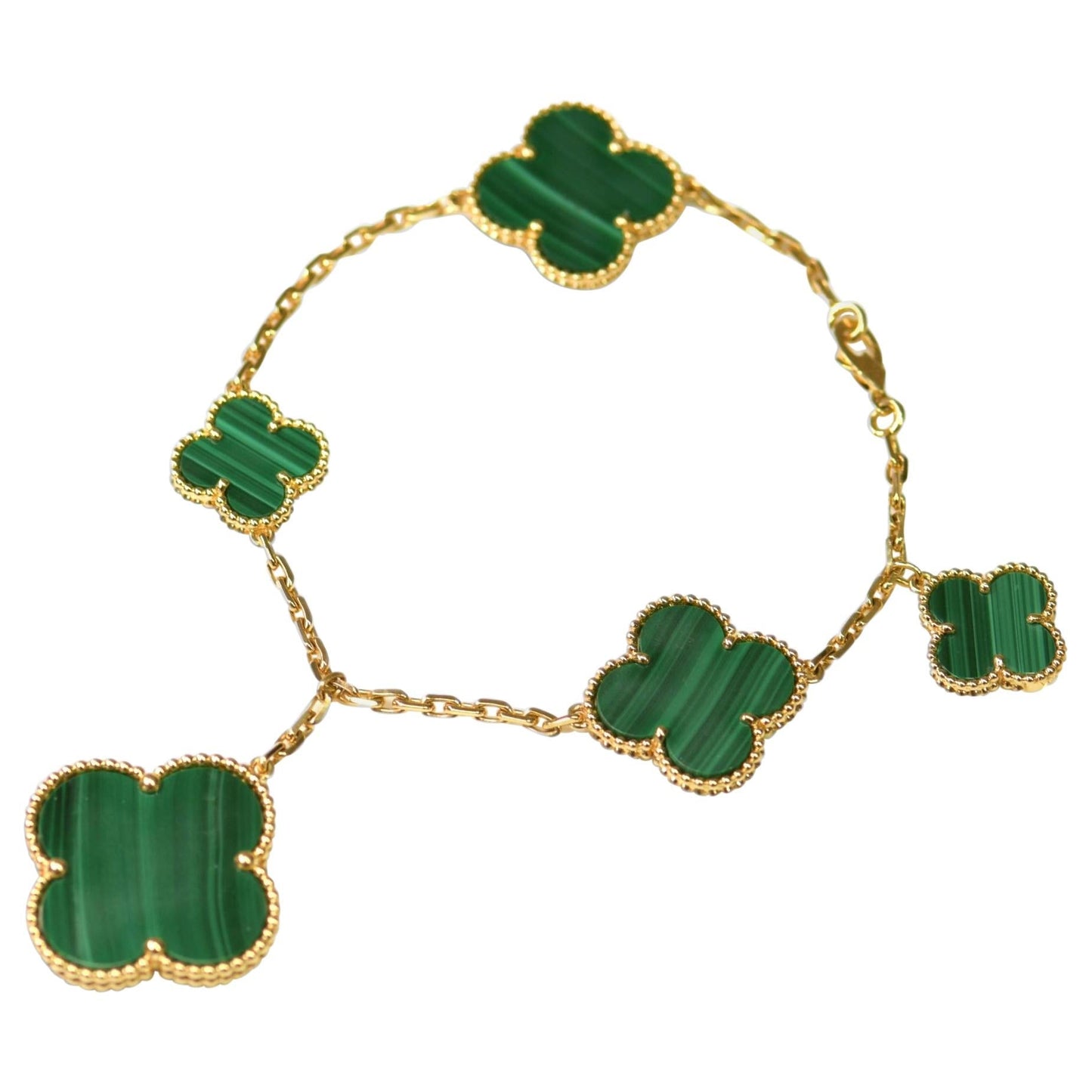 [ORA]MAGIC CLOVER MALACHITE GOLD BRACELET 5 MOTIFS