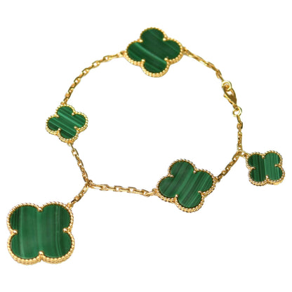 [ORA]MAGIC CLOVER MALACHITE GOLD BRACELET 5 MOTIFS