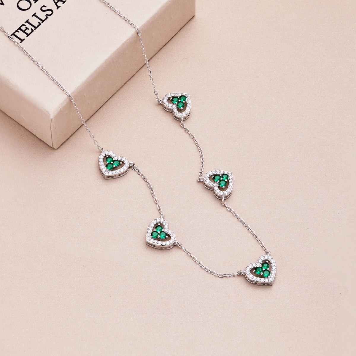 [ORA ]Sparkling Five Heart Necklace