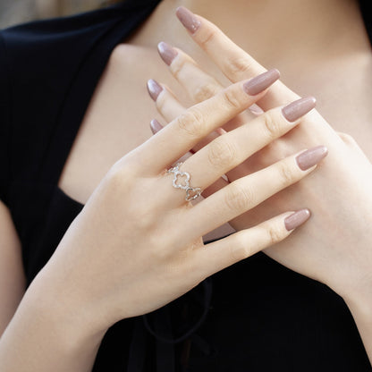 [ORA ]Hollow Design Four-Leaf Clover Flower Shape Ring