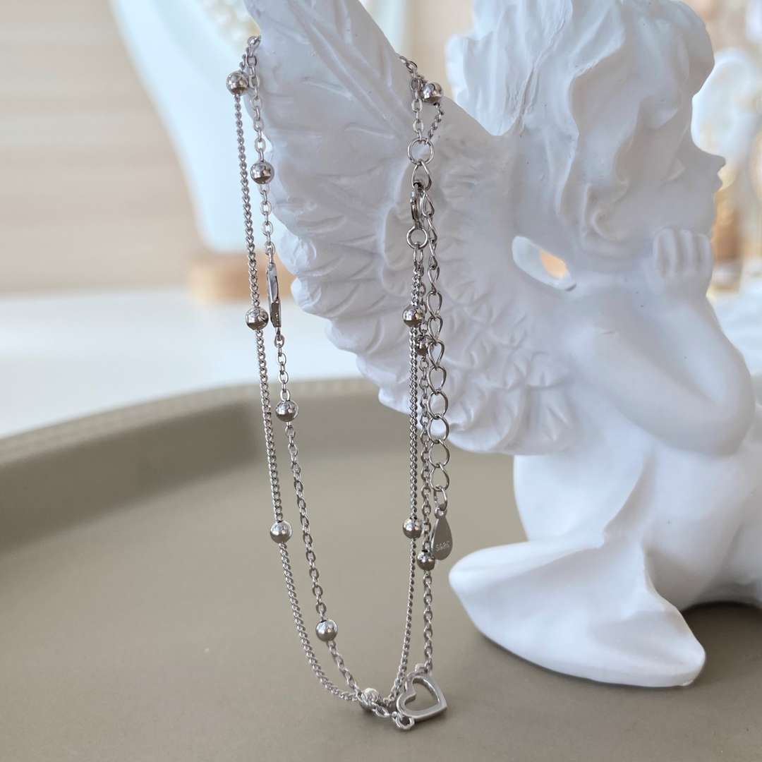 [ORA ]Dainty Double Layer Love Heart Bracelet