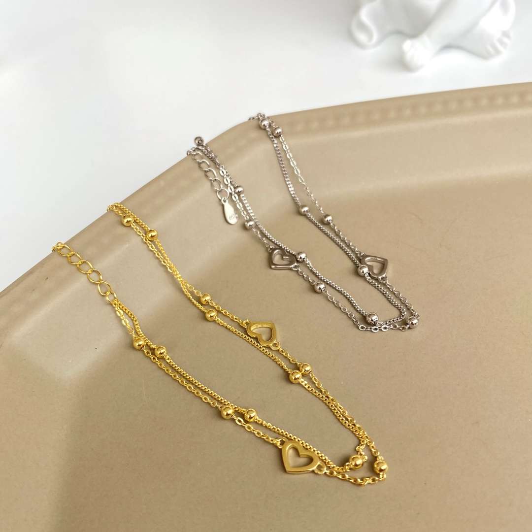 [ORA ]Dainty Double Layer Love Heart Bracelet
