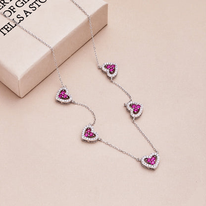 [ORA ]Sparkling Five Heart Necklace