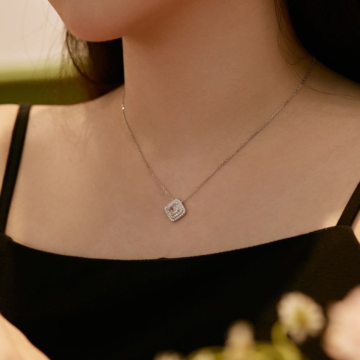 [ORA ]Sparkling Asscher Cut Necklace
