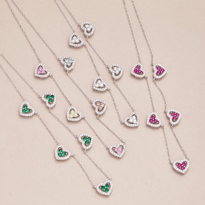 [ORA ]Sparkling Five Heart Necklace
