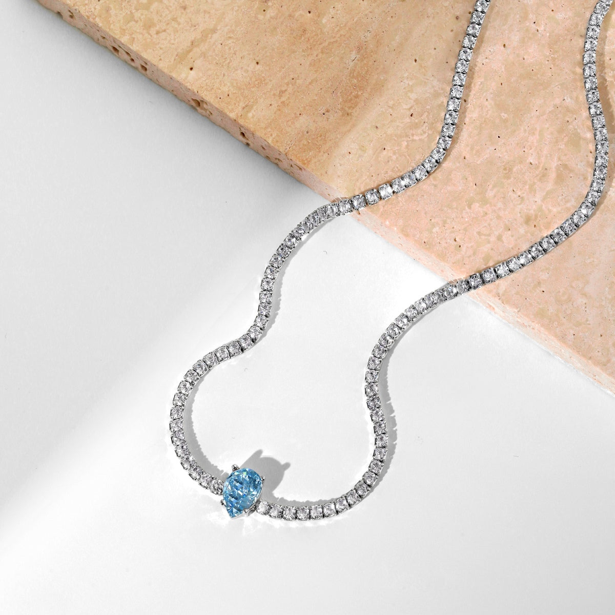 [ORA ]1.0 carat Unique Pear Cut Tennis Necklace