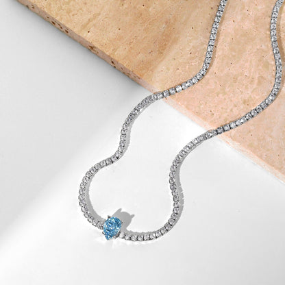 [ORA ]1.0 carat Unique Pear Cut Tennis Necklace