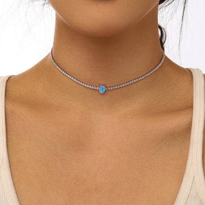 [ORA ]1.0 carat Unique Pear Cut Tennis Necklace