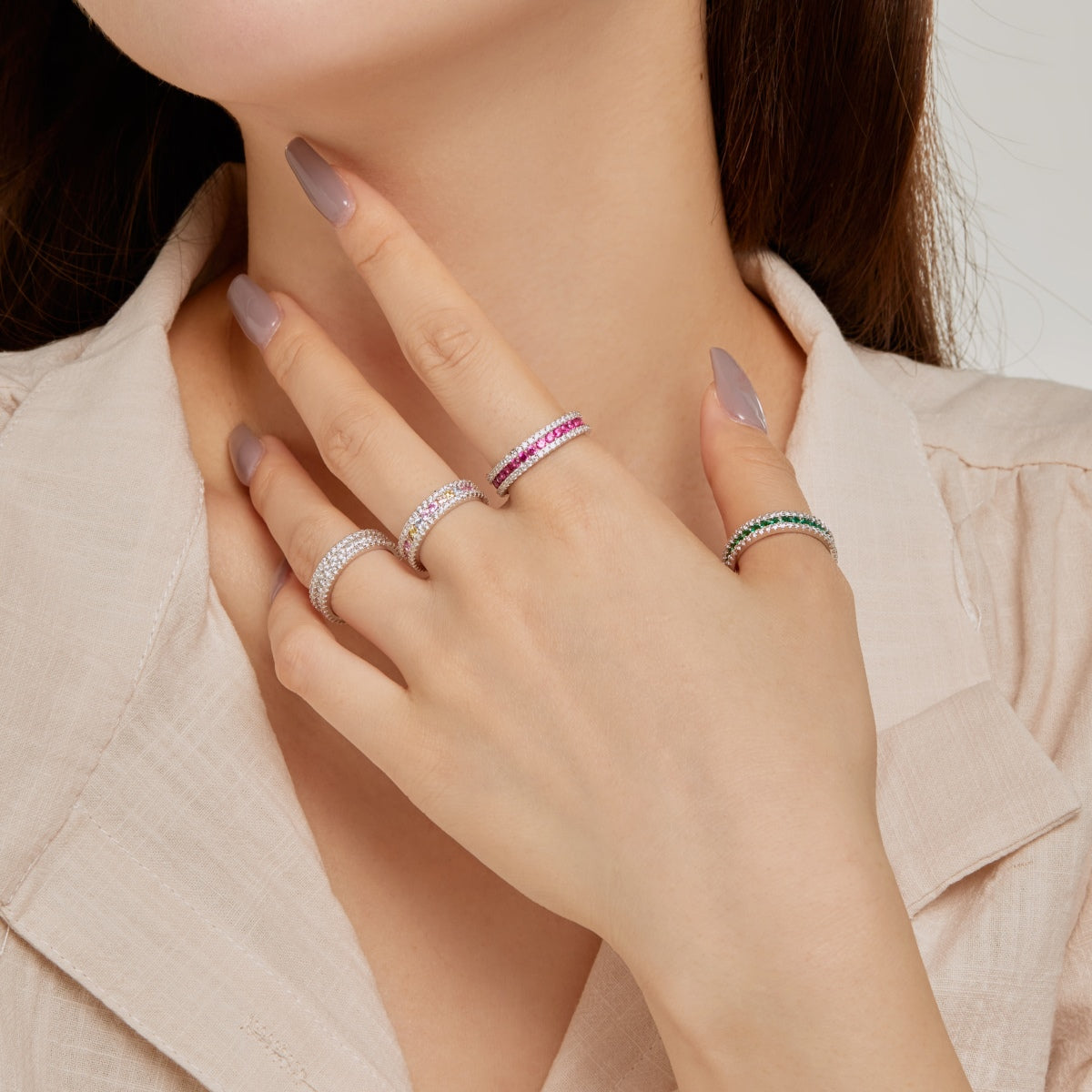 [ORA ]Delicate Colorful Round Cut Daily Ring